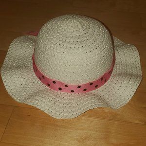 Easter Hat - Girls White with Pink Band Accent